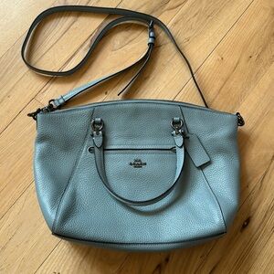 Coach Prairie Pebble Leather bag. Grey blue color. Excellent condition. No flaws